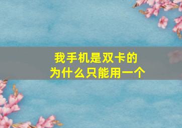 我手机是双卡的 为什么只能用一个